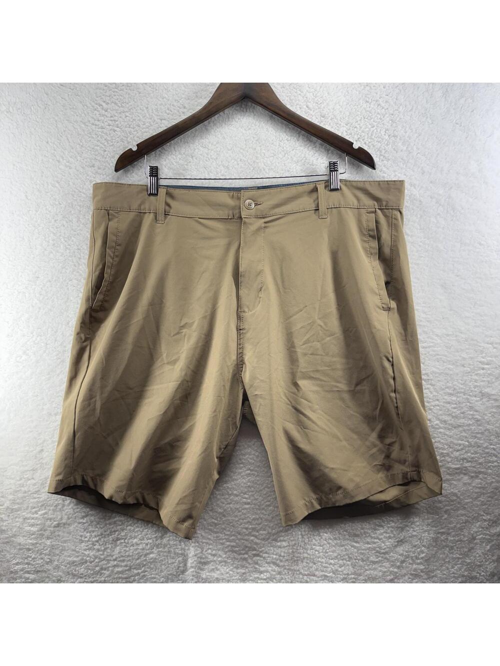 Iron Eagle Performance Golf Shorts Khaki Tan Mens 40 Stretch Wicking Comfort
